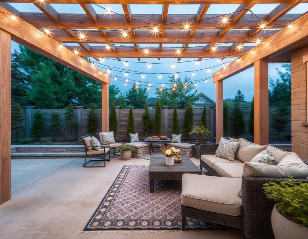 Concrete-Patio-with-Pergola-and-String-Lights-backyard-patio-design-idea-14