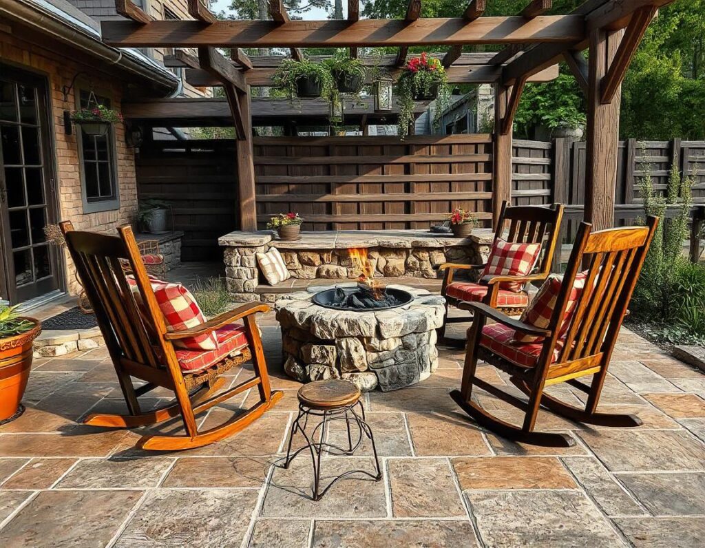 Rustic-Concrete-Patio-with-Stone-Accents-backyard-outdoor-patio-design-idea-13