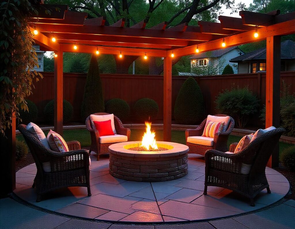 Circular-Flagstone-Patio-with-a-Fire-Pit-and-Pergola-design-idea-7