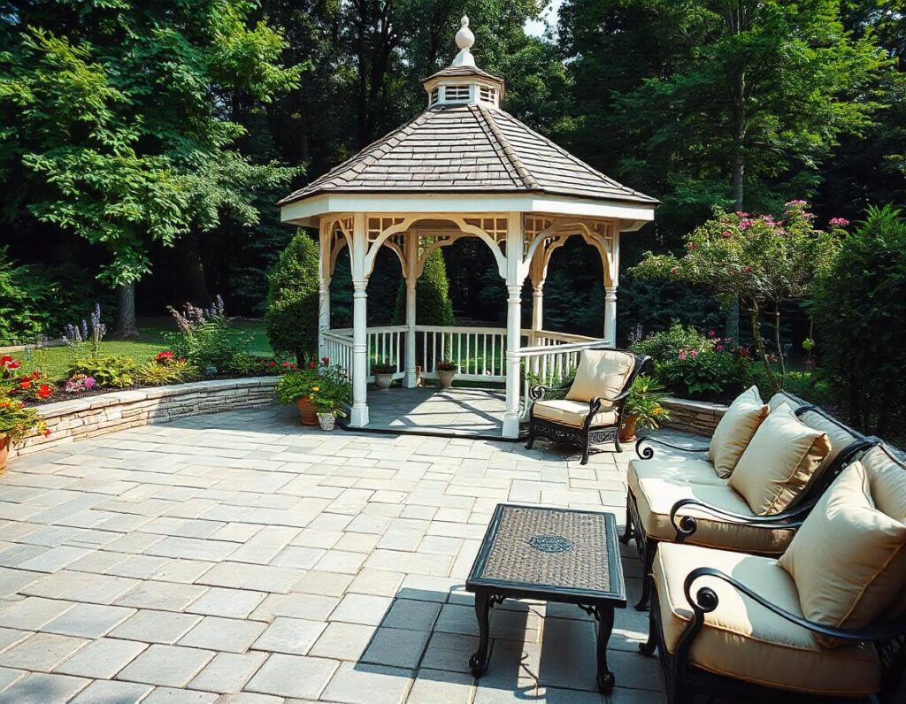 Classic-Stone-Patio-with-White-Gazebo-design-idea-1