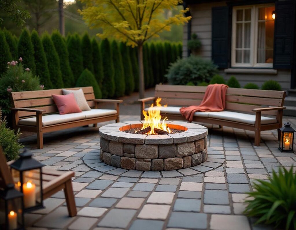 Cobblestone-Patio-with-Classic-Fire-Pit-Design-idea-4