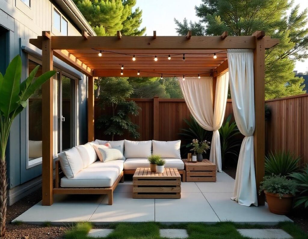 Concrete-Slab-Patio-with-DIY-Pergola-budget-design-idea-4