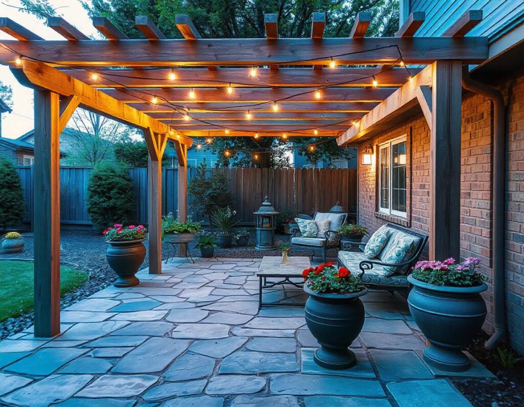 Flagstone-Patio-with-DIY-Pergola-design-idea-6