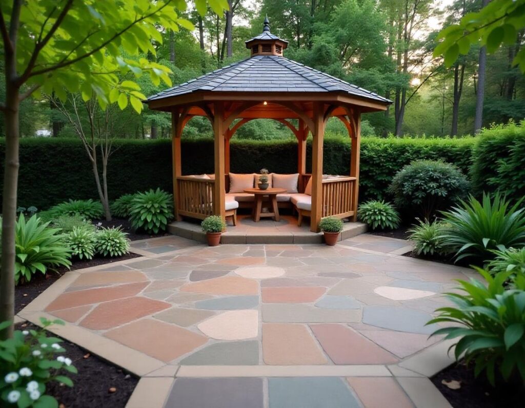 Hexagonal-Stone-Patio-with-Gazebo-design-idea-11