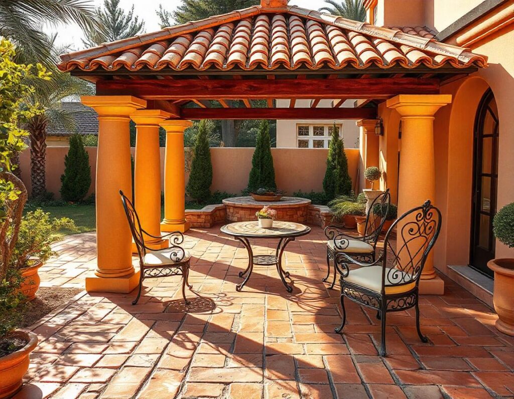 Mediterranean-Stone-Patio-with-Open-Gazebo-design-idea-9