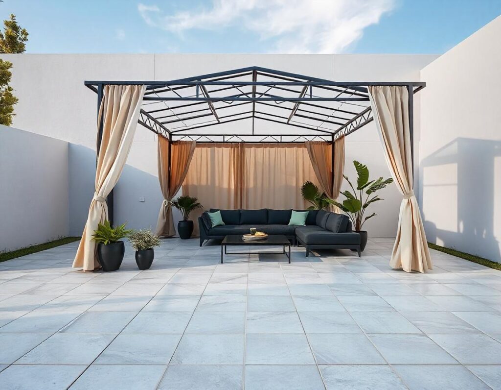 Minimalist-Stone-Patio-with-Steel-Gazebo-design-idea-14