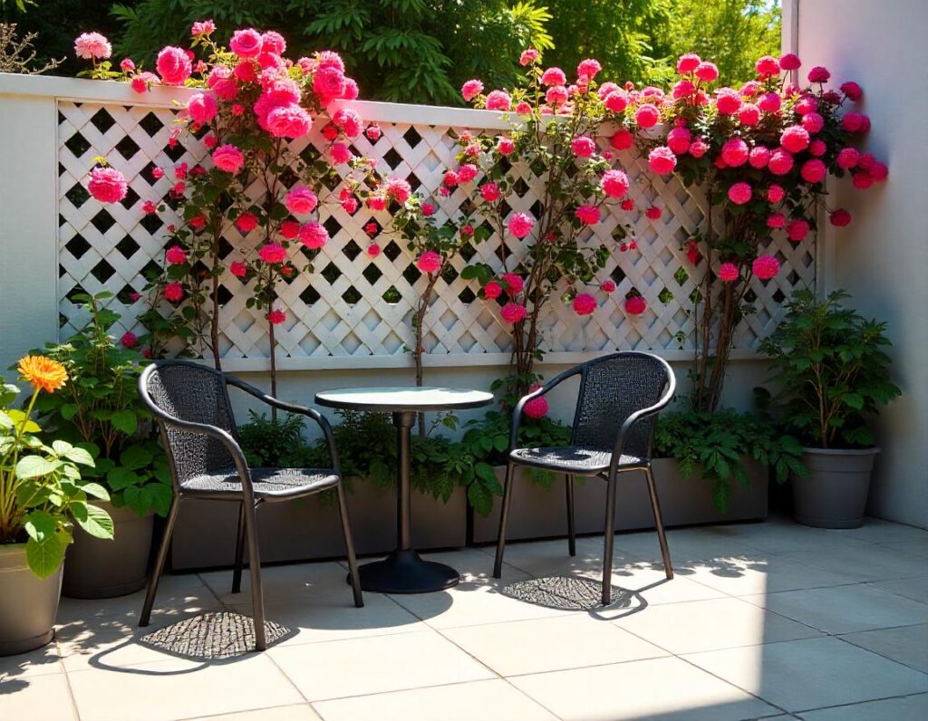 Modern-Stone-Patio-with-Lattice-Fence-design-idea-14