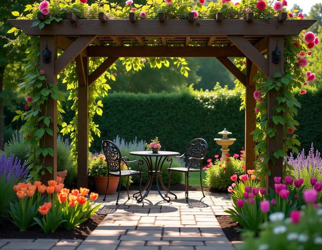 Patio-with-Flowering-Plants-and-Pergola-design-idea-5