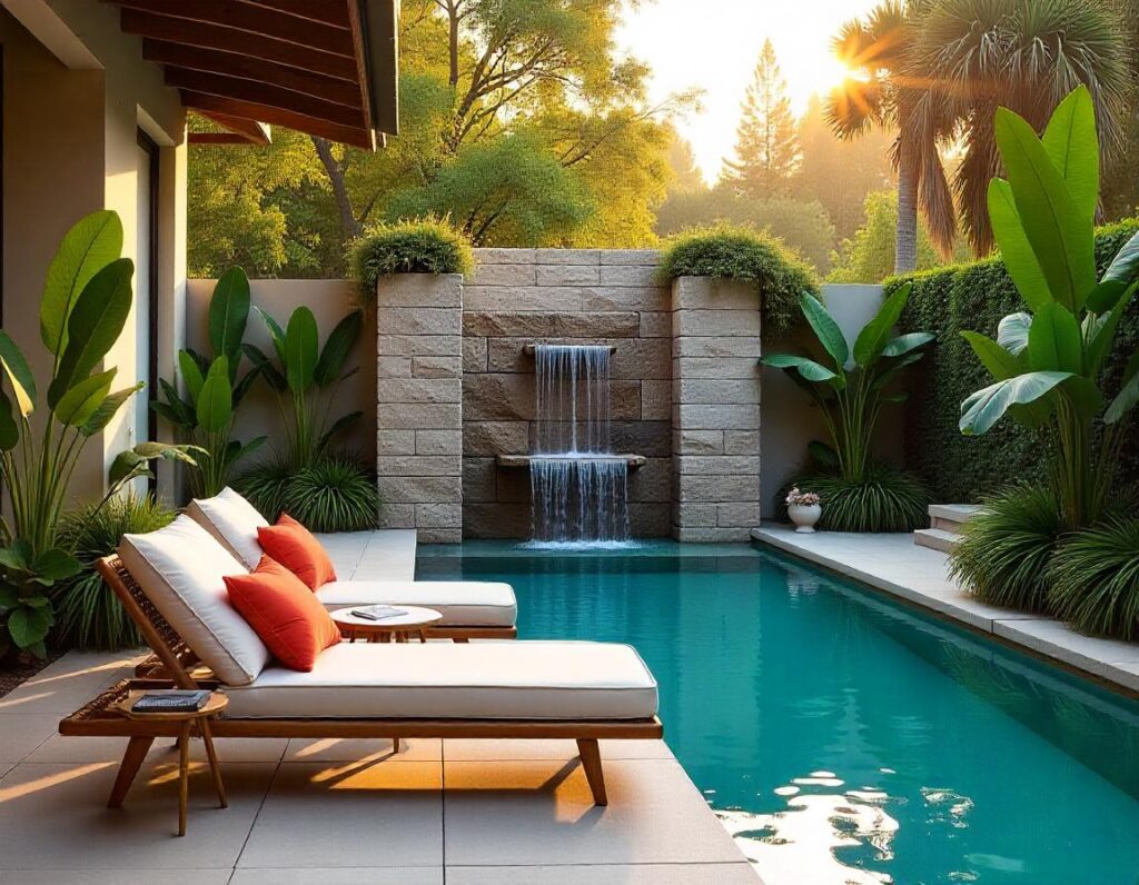 Patio-with-Pool-and-Waterfall-Wall-design-idea-15