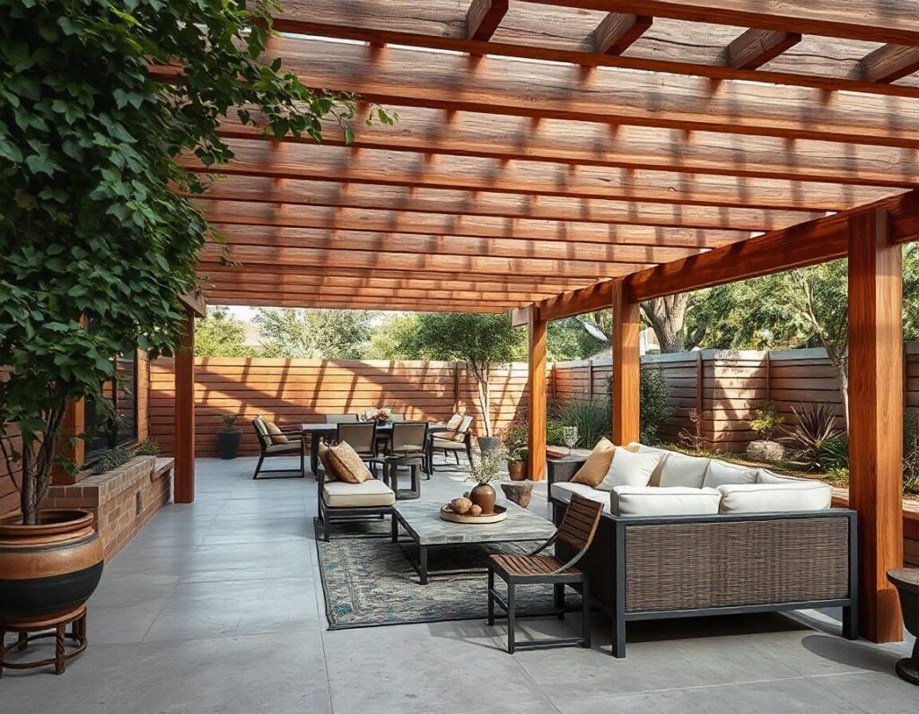 Raised-Concrete-Patio-with-Pergola-design-idea-8