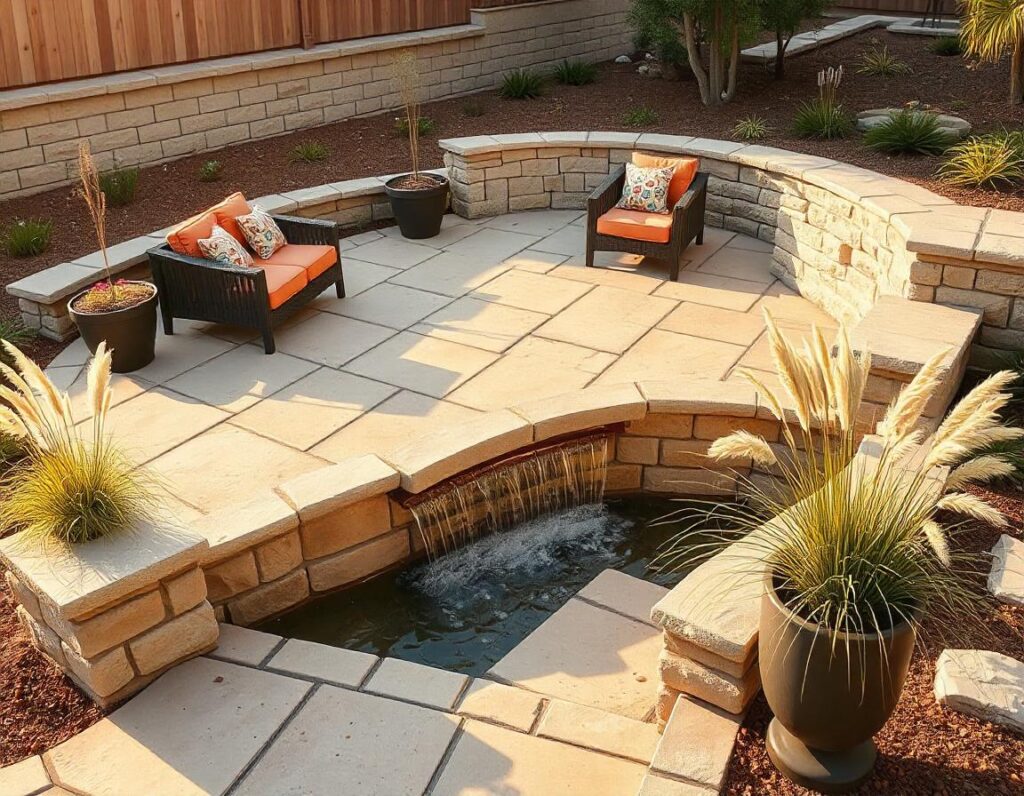 Raised-Stone-Patio-with-Water-Feature-design-idea-5