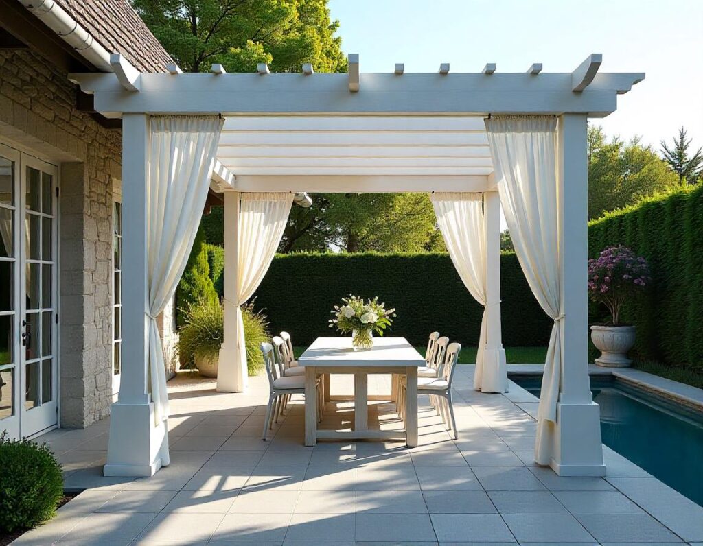 Raised-Stone-Patio-with-White-Pergola-design-idea-3