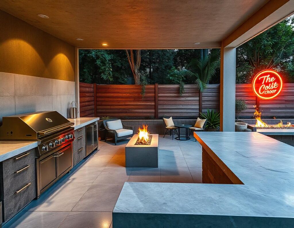 Sleek Modern Patio with Outdoor Kitchen design idea 2