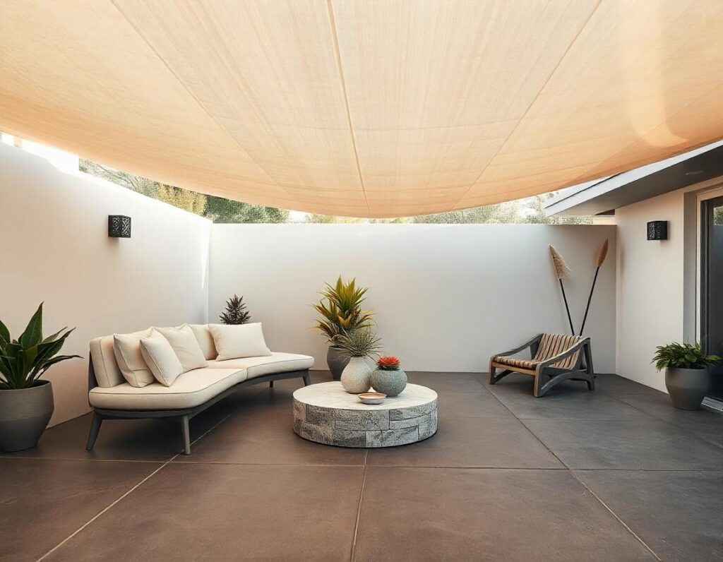 Small-Patio-with-Concrete-Flooring-and-Shade-Sail-design-idea-12