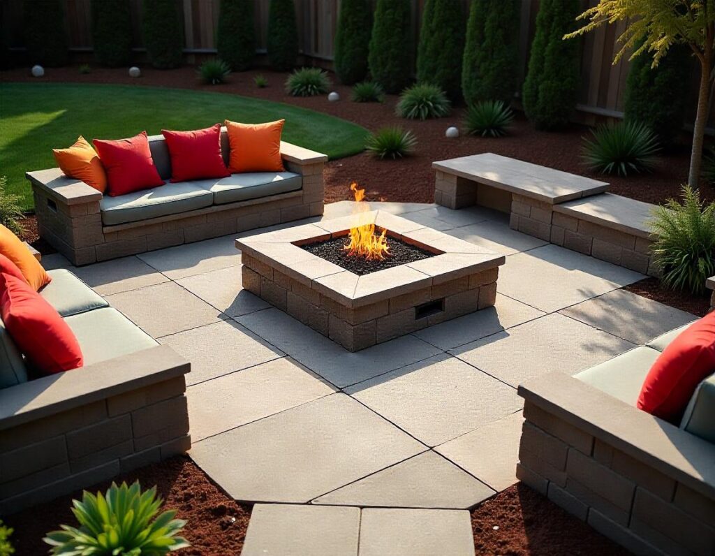 Square-Concrete-Patio-with-Sunken-Fire Pit-design-idea-8