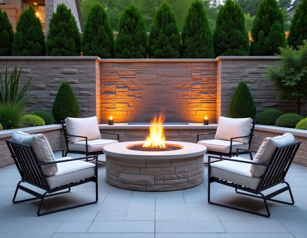 Stone-Patio-with-Fire-Pit-and-Waterfall-Wall-design-idea-21