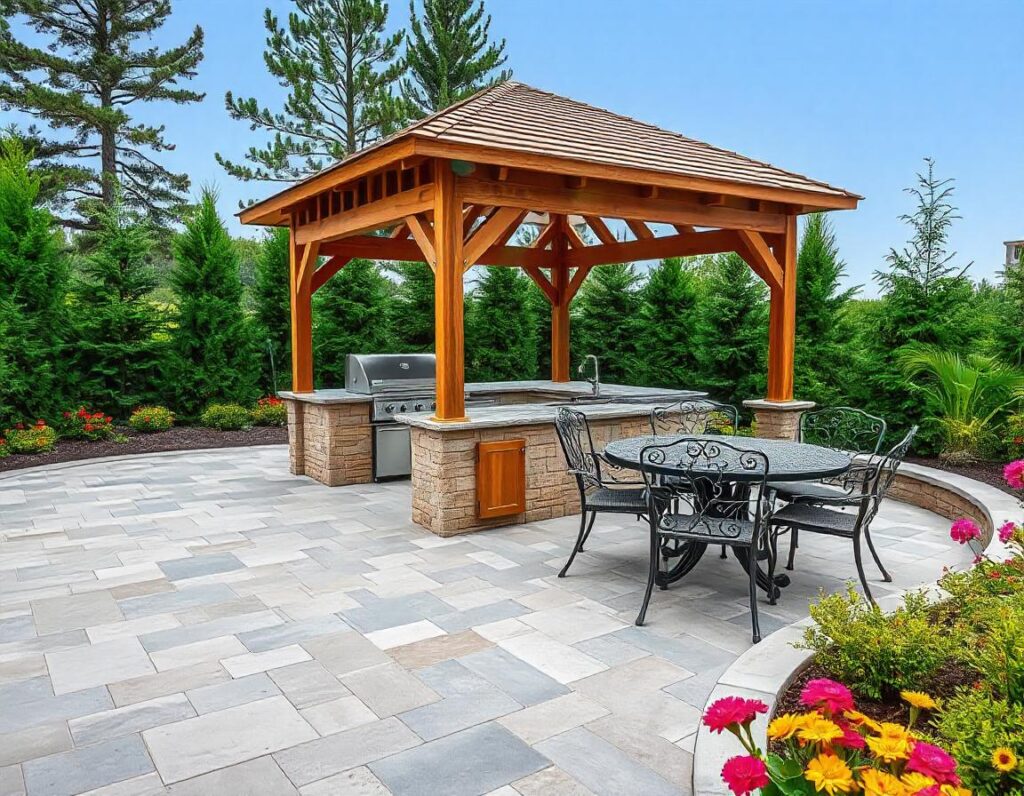 Stone-Patio-with-Gazebo-and-Outdoor-Kitchen-design-idea-12